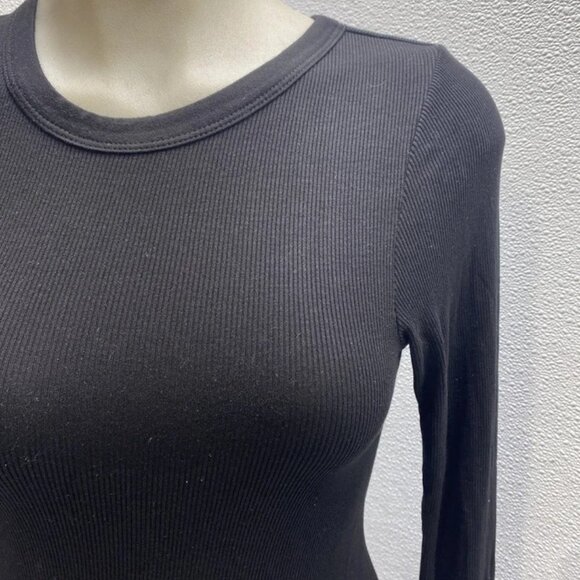 NEW ENZA COSTA Womens Soft Viscose Silk Ribbed Long Sleeve Shirt Size M Black - Picture 9 of 11